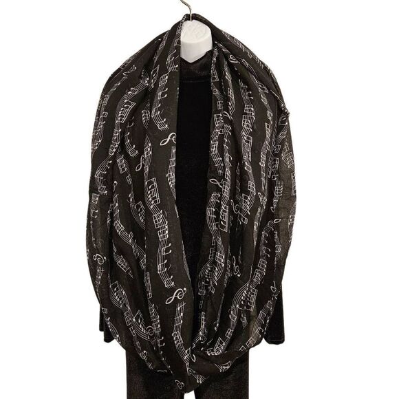 Large Lina&Lily Musical Notes Infinity Scarf - Picture 1 of 4
